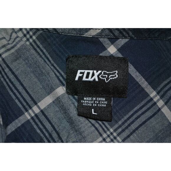 Fox Racing Blue Plaid Button Up Short Sleeve Shirt - L - Picture 3 of 3